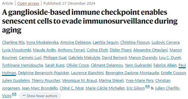 A ganglioside-ba<i></i>sed immune checkpoint enables senescent cells to evade immunosurveillance during aging